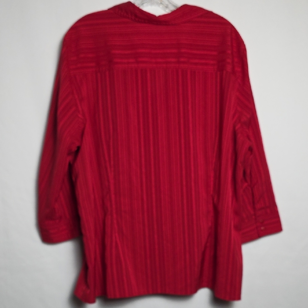 Apparenza Women's 2X Scarlet Stretch Blouse Button Down 3/4 Sleeves T18 - Picture 6 of 7